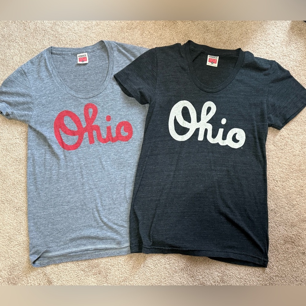Two women’s Homage Ohio State t-shirts.  Size medium.